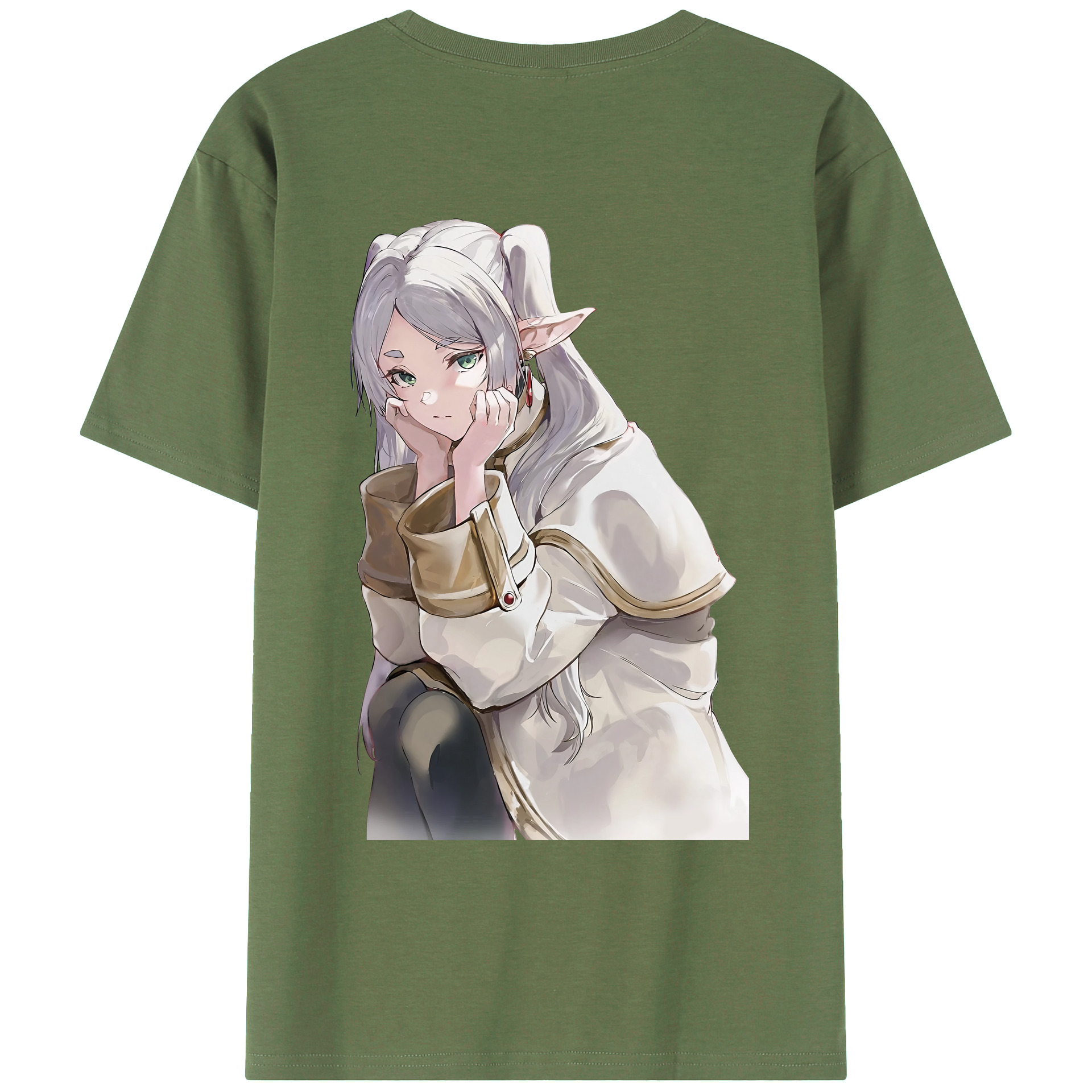 （画像用） 葬送のフリーレン Frieren 綿100％ メンズ半袖Tシャツ（バックプリント） 通気性